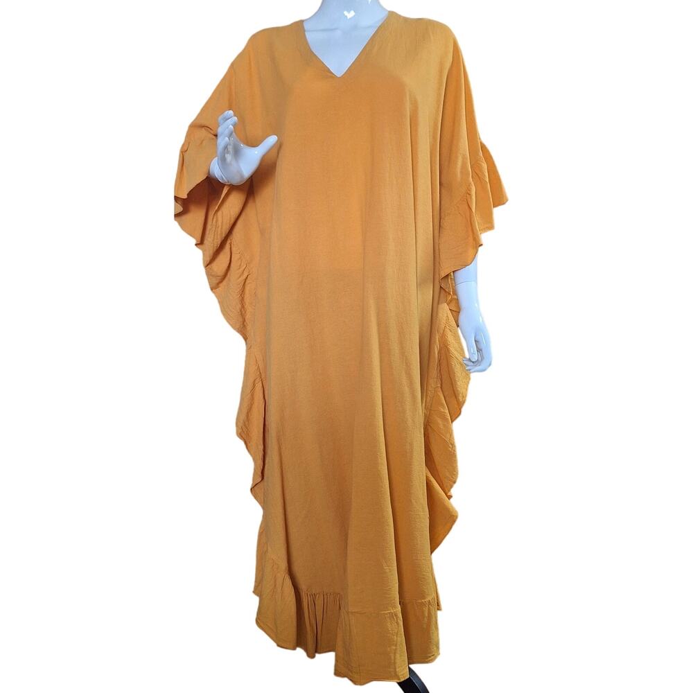 Sea Breeze of California Yellow Lounge Caftan Dress One Size